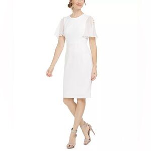 NWT Calvin Klein Chiffon-Sleeve Sheath Dress